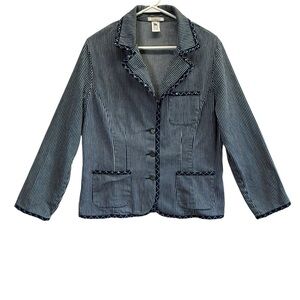 Degato Blue and White Striped Blazer. Size M